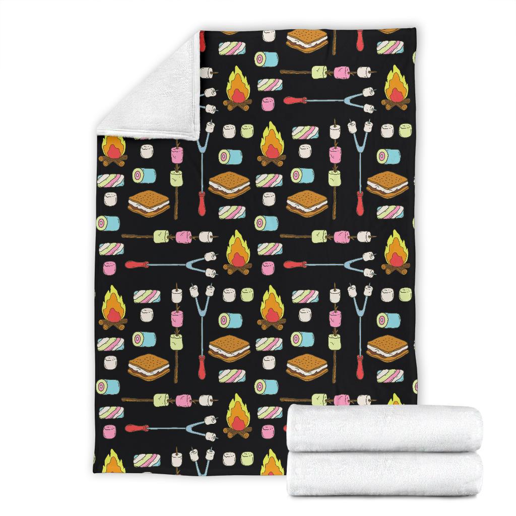 Camping Campfire Marshmallows Fleece Blanket