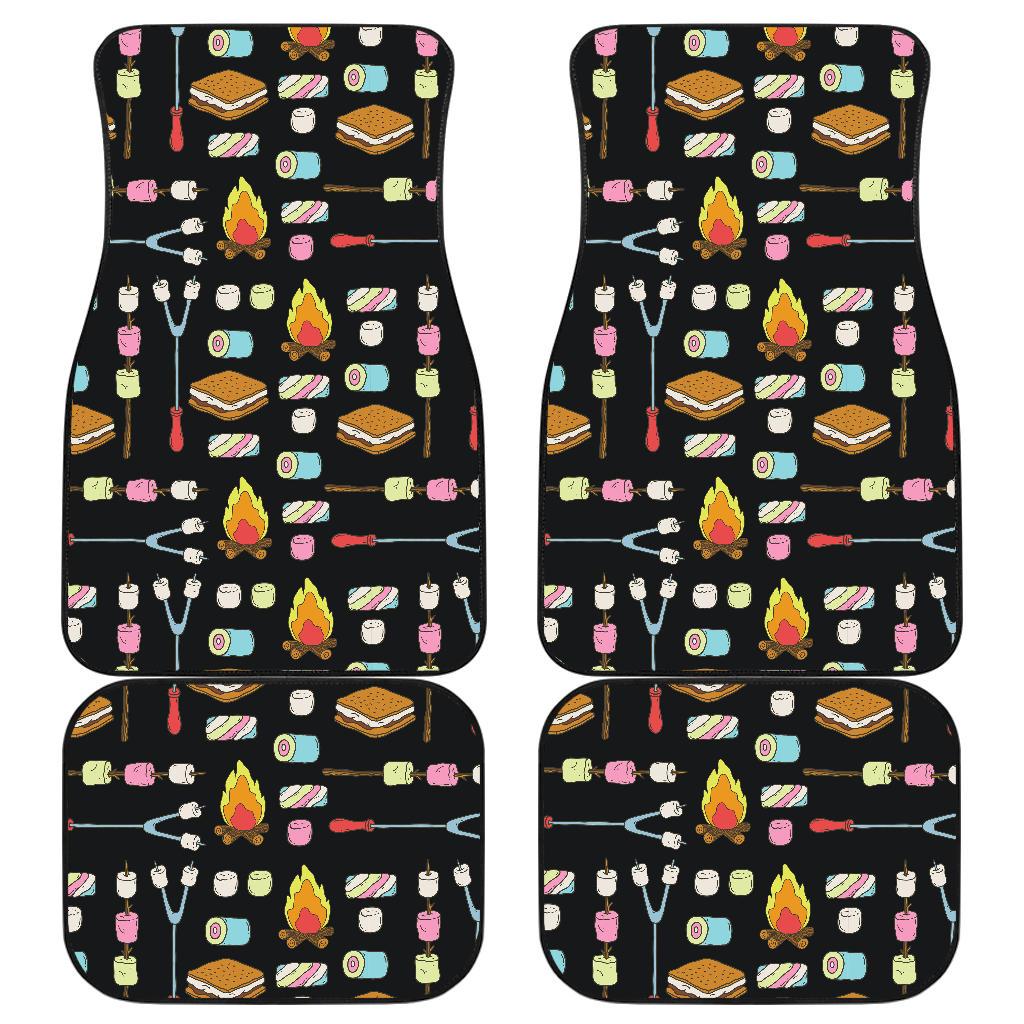 Camping Campfire Marshmallows Front and Back Car Floor Mats