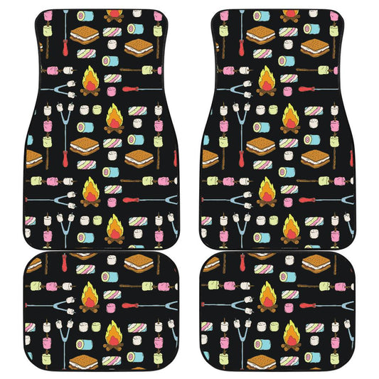 Camping Campfire Marshmallows Front and Back Car Floor Mats
