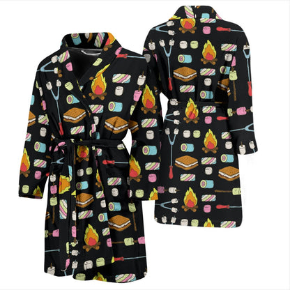 Camping Campfire Marshmallows Men Bath Robe