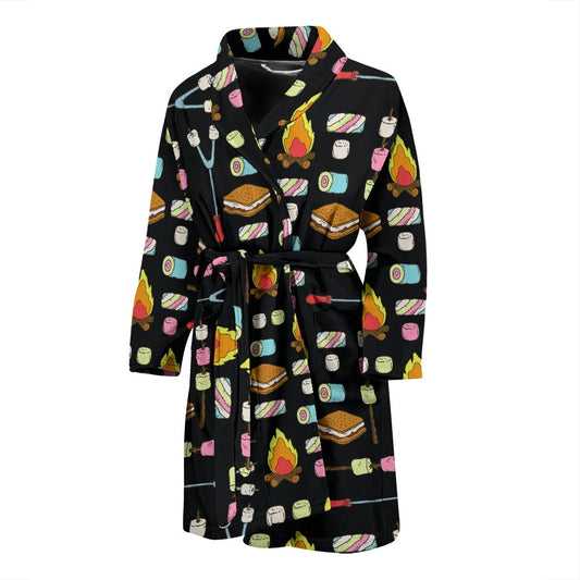 Camping Campfire Marshmallows Men Bath Robe