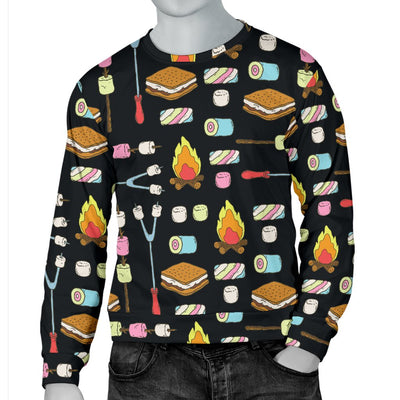 Camping Campfire Marshmallows Men Crewneck Sweatshirt