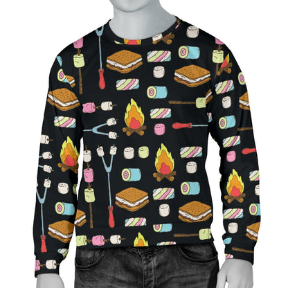 Camping Campfire Marshmallows Men Crewneck Sweatshirt