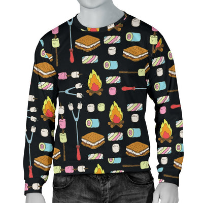 Camping Campfire Marshmallows Men Crewneck Sweatshirt