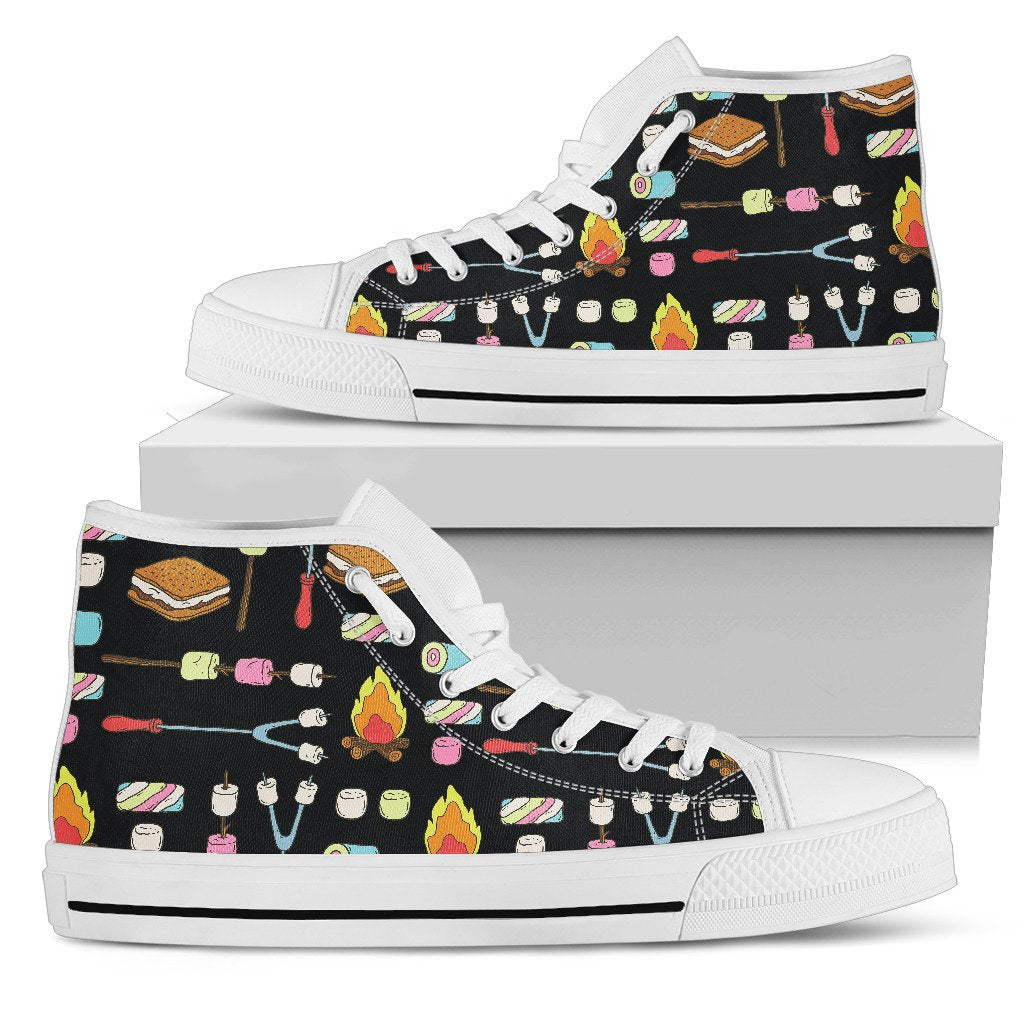 Camping Campfire Marshmallows Men High Top Shoes