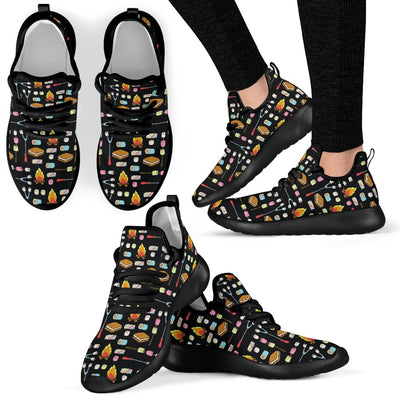 Camping Campfire Marshmallows Mesh Knit Sneakers Shoes