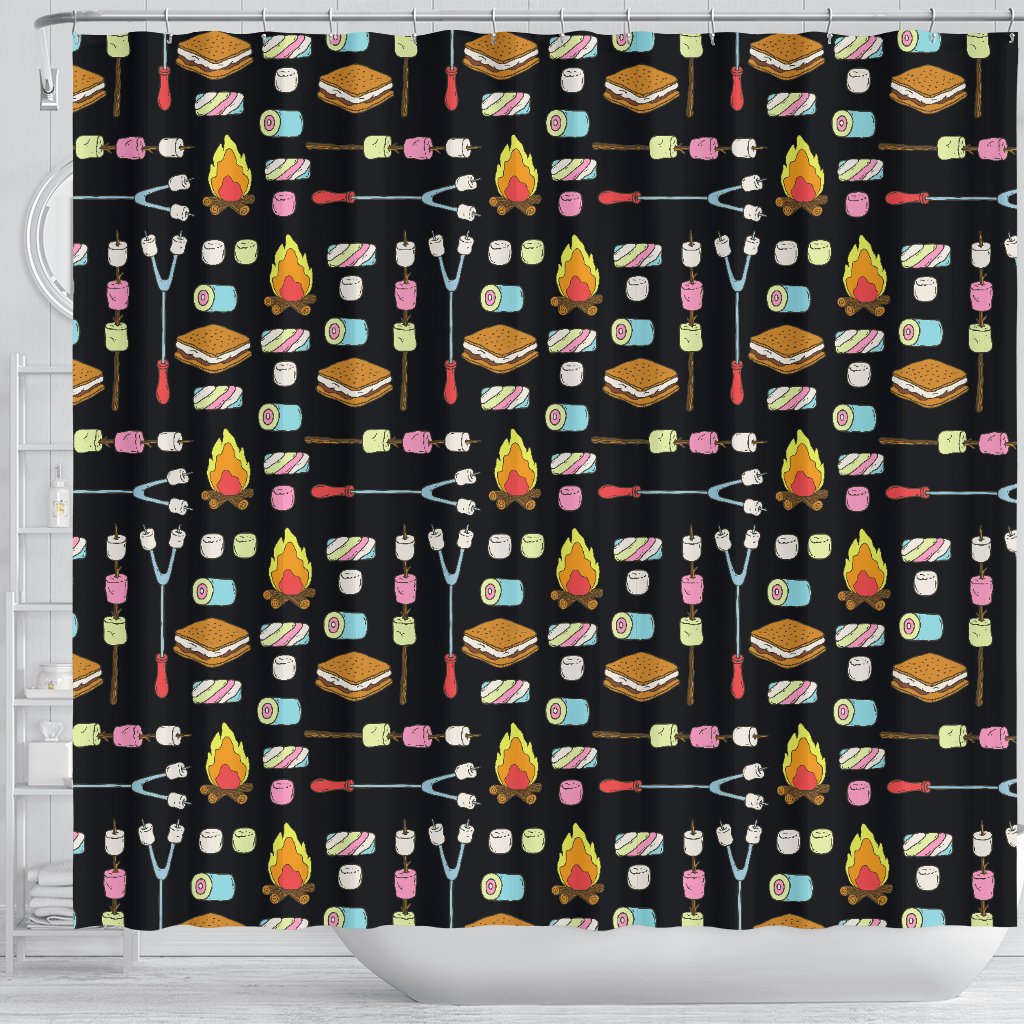 Camping Campfire Marshmallows Shower Curtain