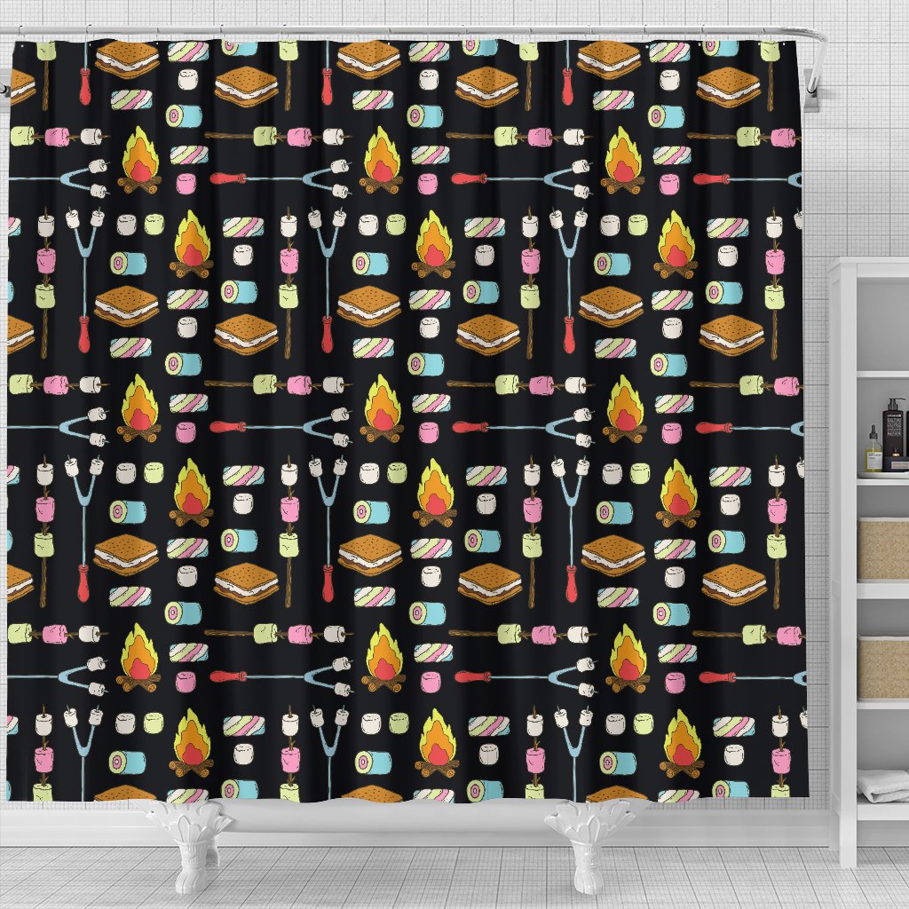 Camping Campfire Marshmallows Shower Curtain