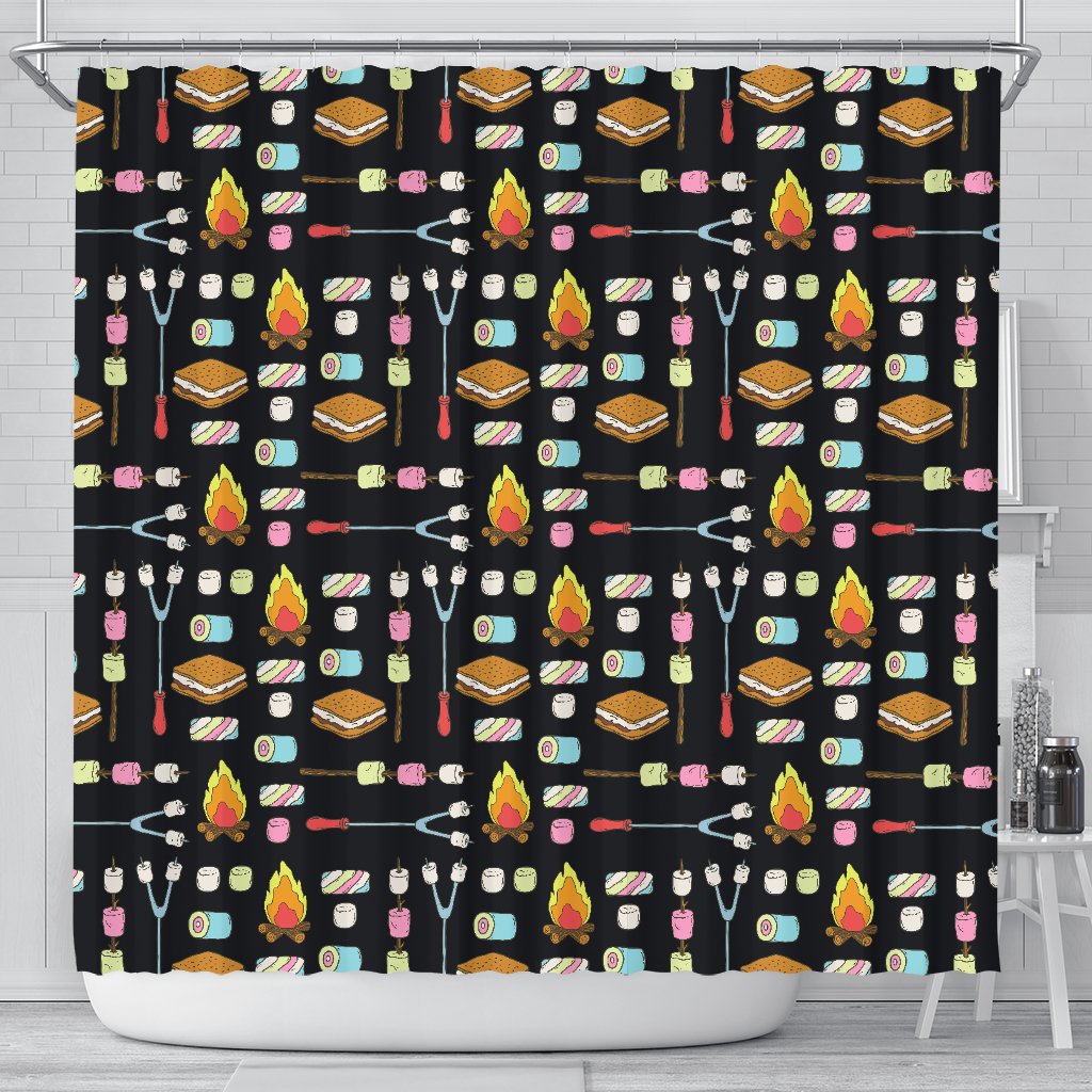 Camping Campfire Marshmallows Shower Curtain