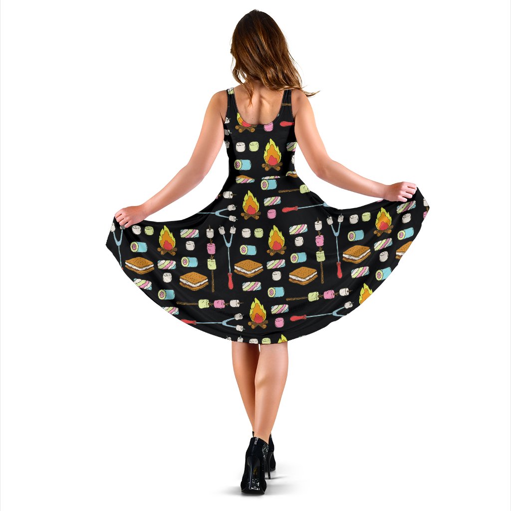 Camping Campfire Marshmallows Sleeveless Mini Dress