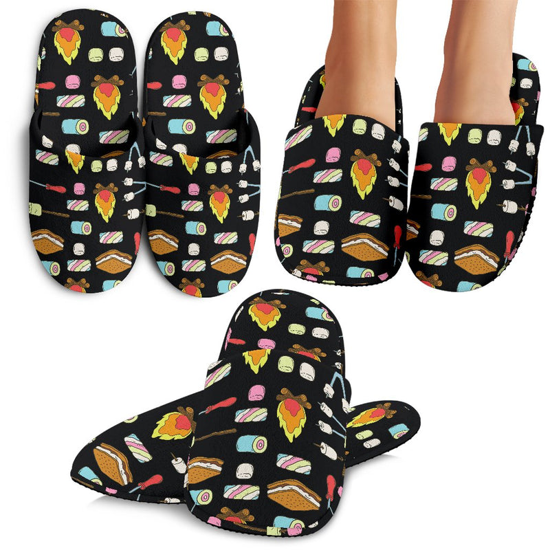 Camping Campfire Marshmallows Slippers