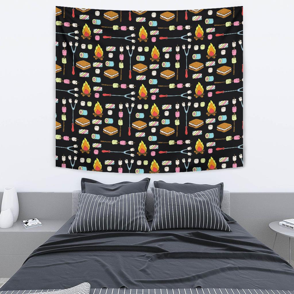 Camping Campfire Marshmallows Tapestry