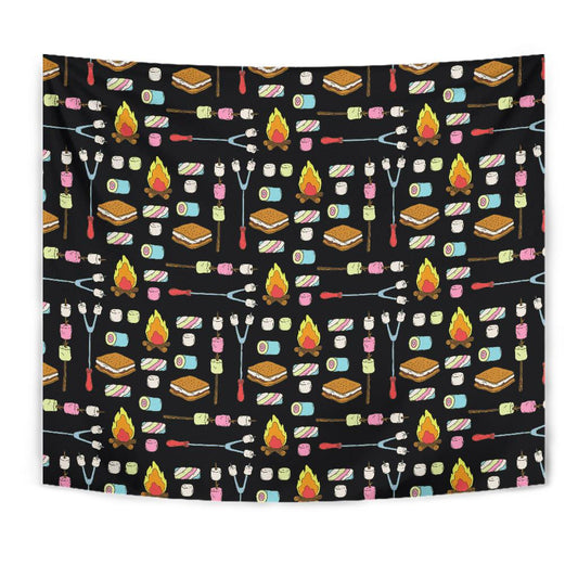 Camping Campfire Marshmallows Tapestry