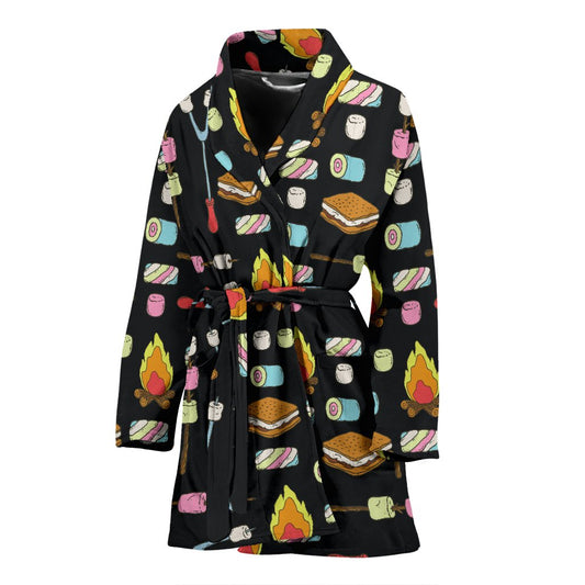 Camping Campfire Marshmallows Women Bath Robe