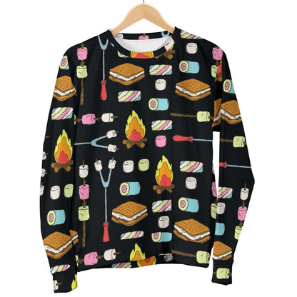 Camping Campfire Marshmallows Women Crewneck Sweatshirt