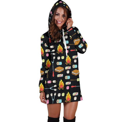 Camping Campfire Marshmallows Women Hoodie Dress