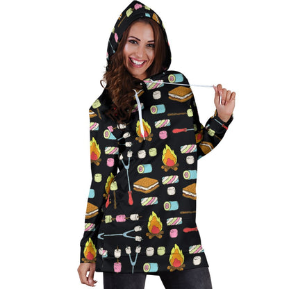 Camping Campfire Marshmallows Women Hoodie Dress