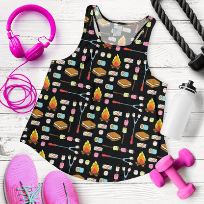 Camping Campfire Marshmallows Women Racerback Tank Top