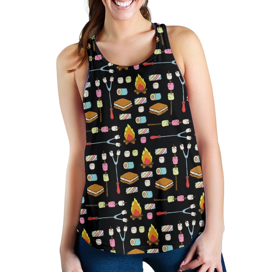 Camping Campfire Marshmallows Women Racerback Tank Top