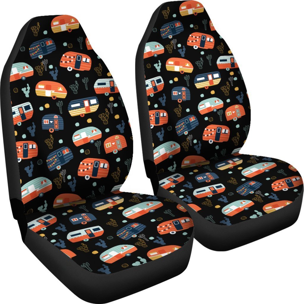 Camping Orange Camper Universal Fit Car Seat Covers - JorJune