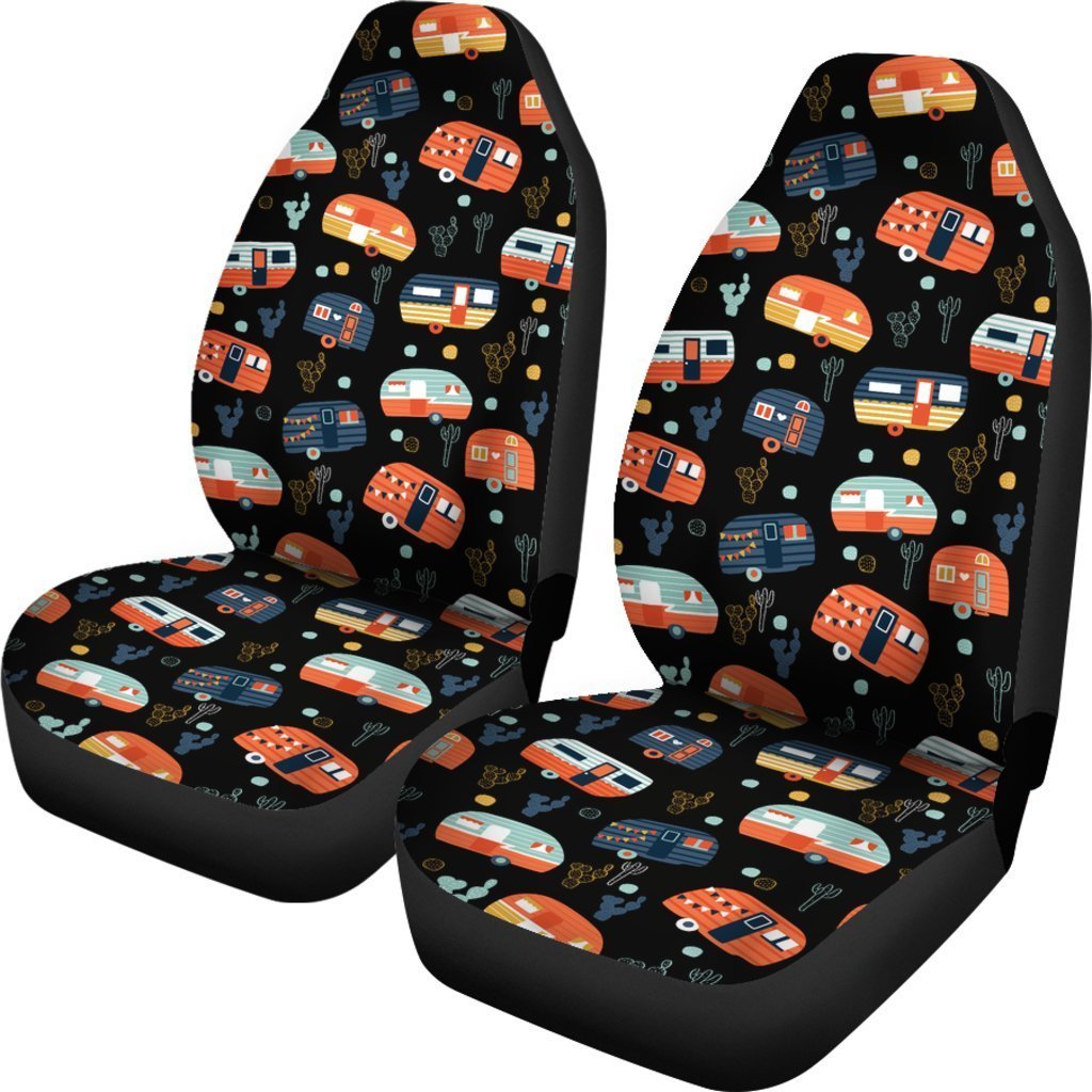 Camping Orange Camper Universal Fit Car Seat Covers