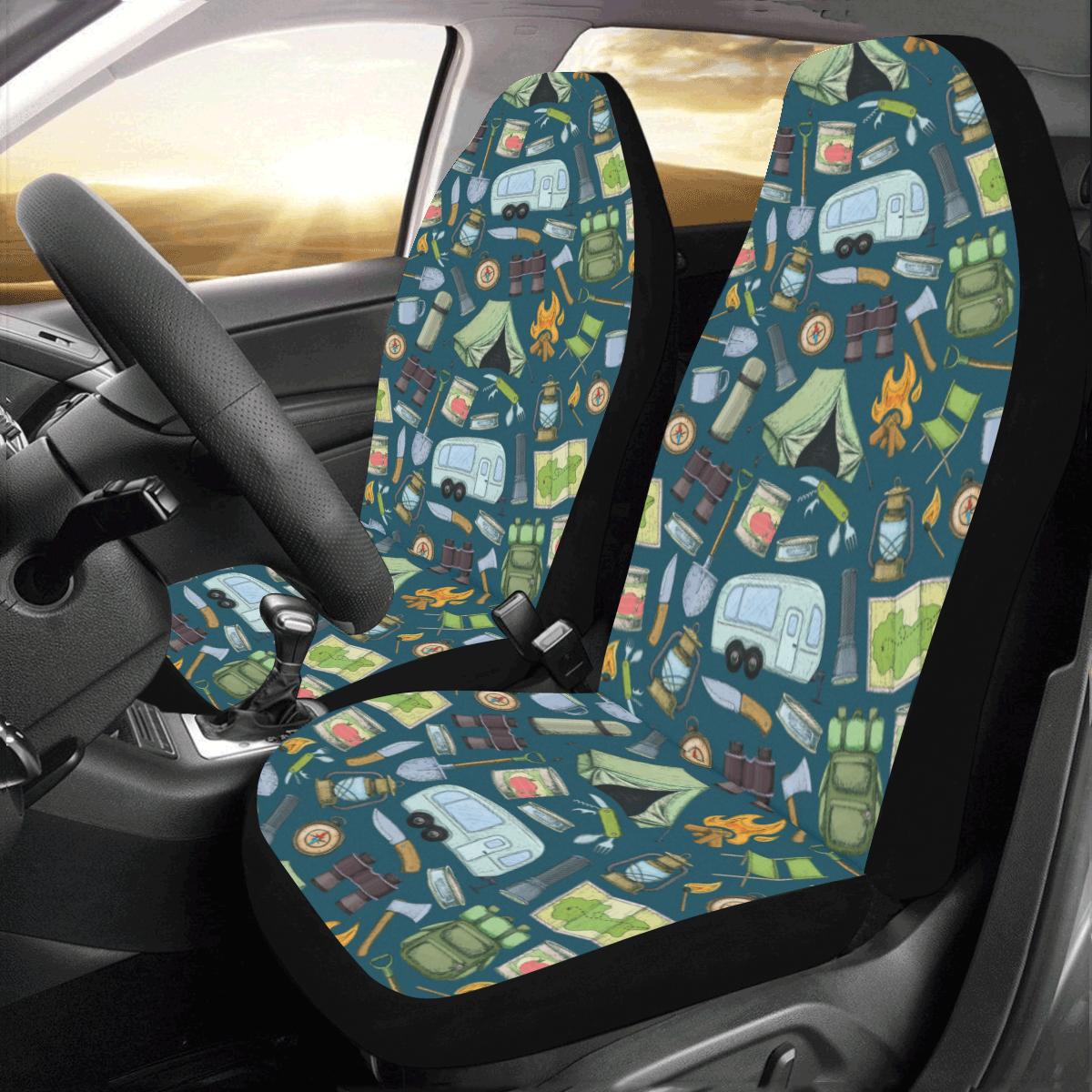 Camping Pattern Print Design 02 Car Seat Covers (Set of 2)-JORJUNE.COM