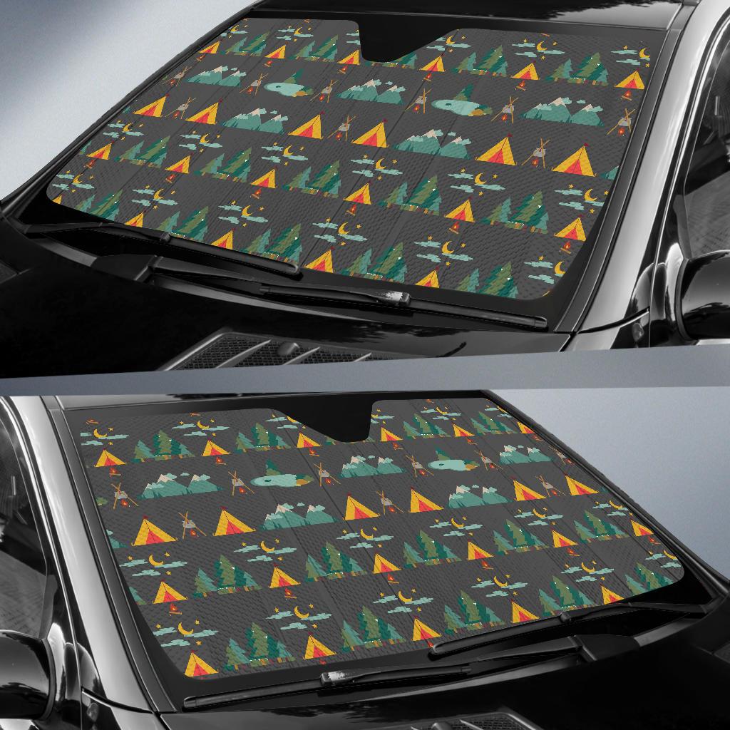 Camping Tent Pattern Print Design 03 Car Sun Shade-JORJUNE.COM