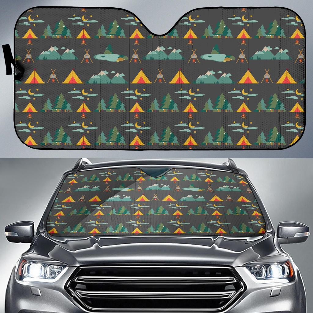 Camping Tent Pattern Print Design 03 Car Sun Shade-JORJUNE.COM