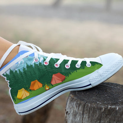 Camping tent Women High Top Canvas Shoes