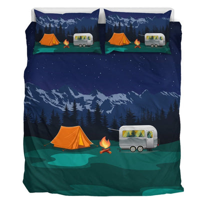 Camping under the stars Camper Tent Duvet Cover Bedding Set