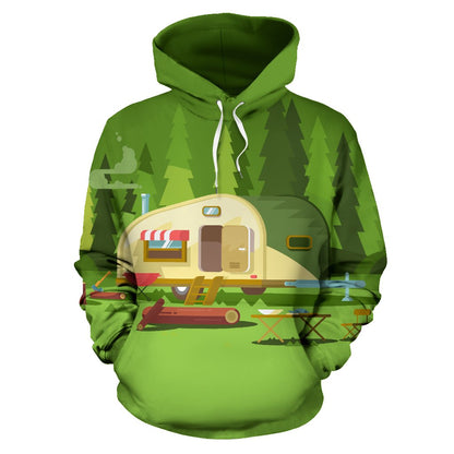 Camping with Camper no2 Design All Over Print Hoodie