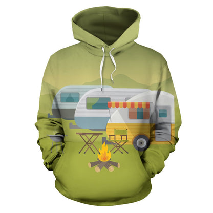 Camping with Camper no4 Design All Over Print Hoodie