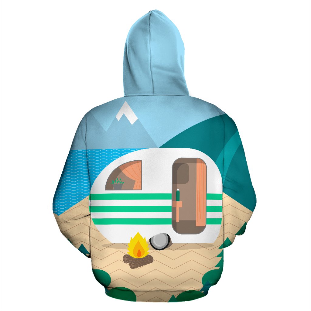 Camping with Camper Themed All Over Print Hoodie