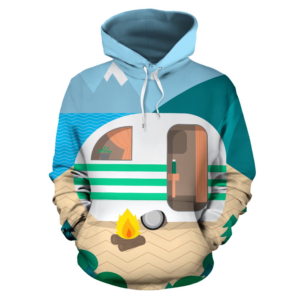 Camping with Camper Themed All Over Print Hoodie
