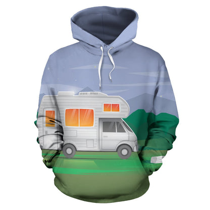 Camping With Motorhome Design All Over Print Hoodie