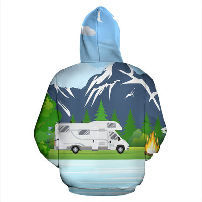 Camping With Motorhome no2 Design All Over Print Hoodie