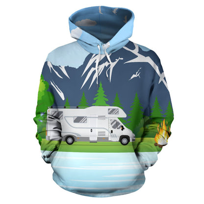 Camping With Motorhome no2 Design All Over Print Hoodie