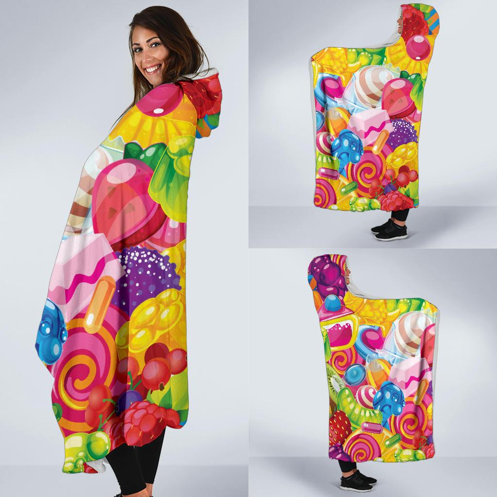 Candy Pattern Print Design CA01 Hooded Blanket-JORJUNE.COM