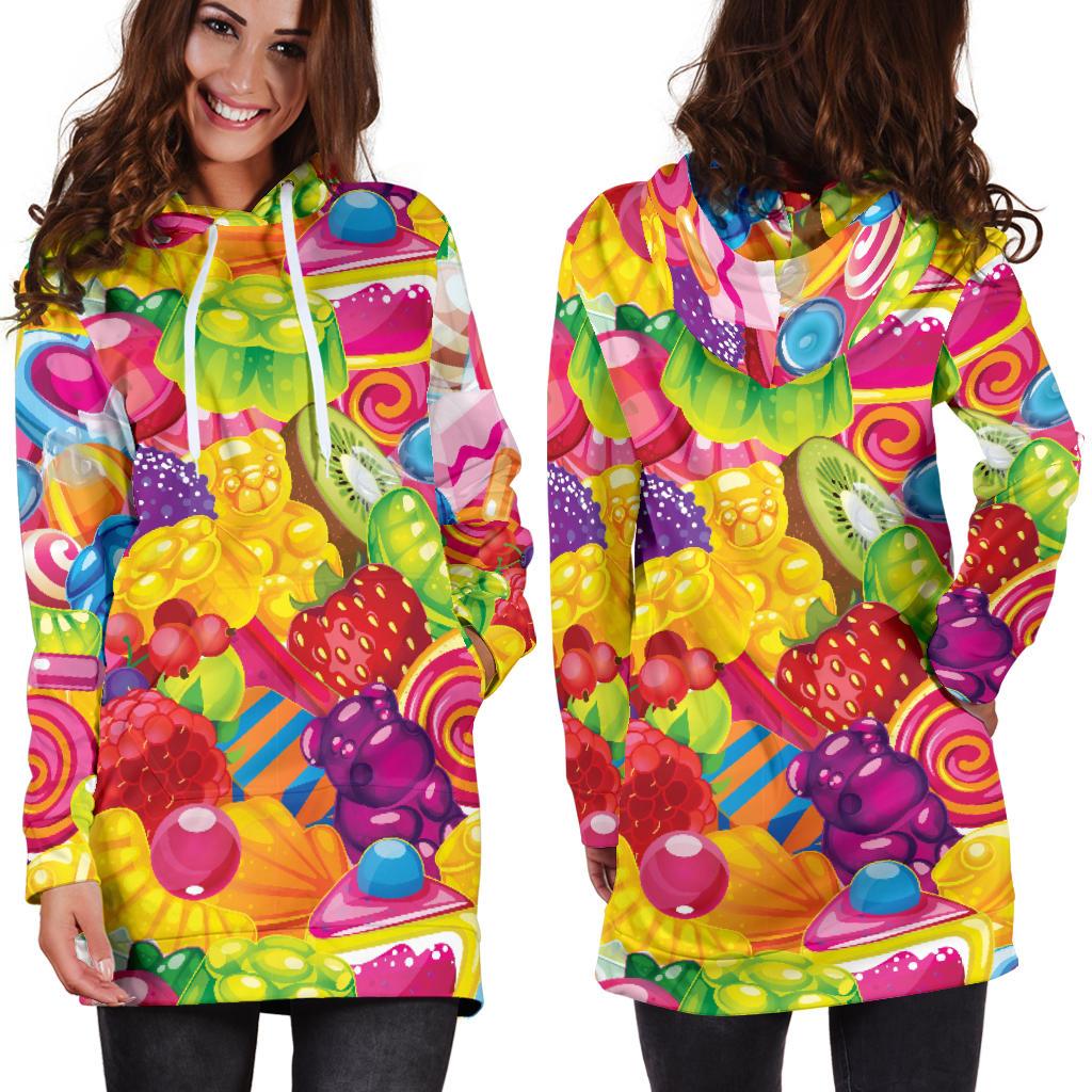 Candy Pattern Print Design CA01 Women Hoodie Dress