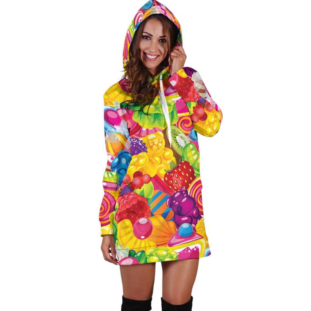 Candy Pattern Print Design CA01 Women Hoodie Dress