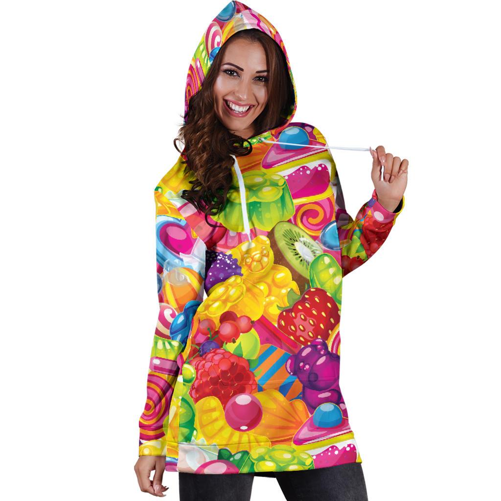 Candy Pattern Print Design CA01 Women Hoodie Dress