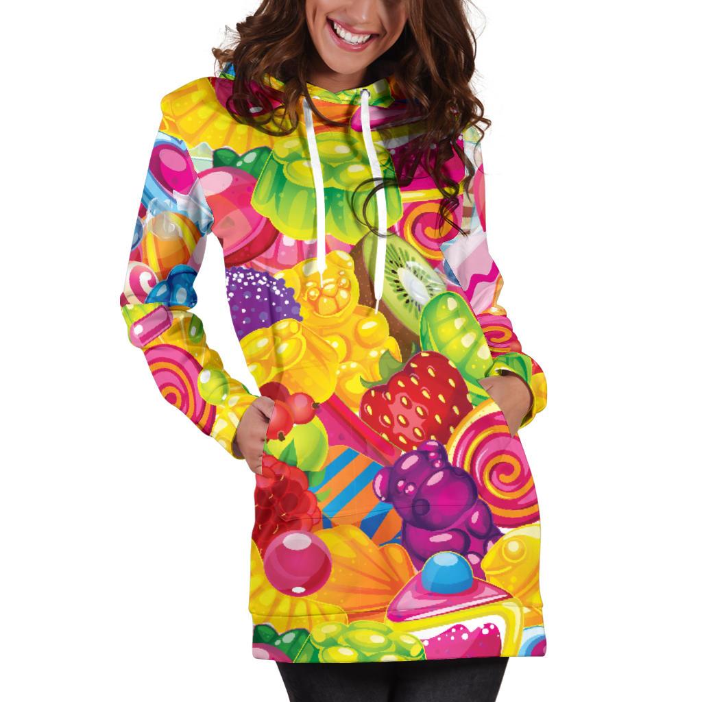 Candy Pattern Print Design CA01 Women Hoodie Dress