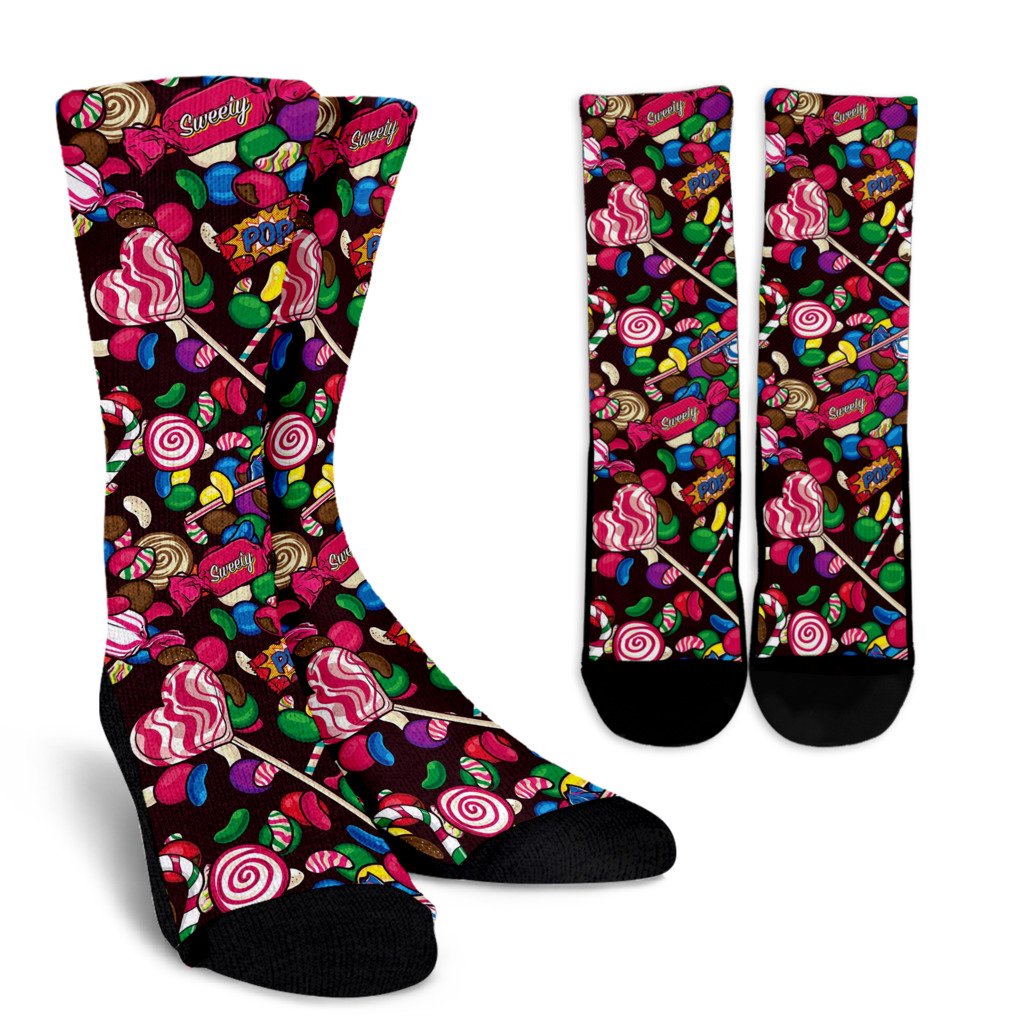 Candy Pattern Print Design CA02 Crew Socks-JORJUNE.COM