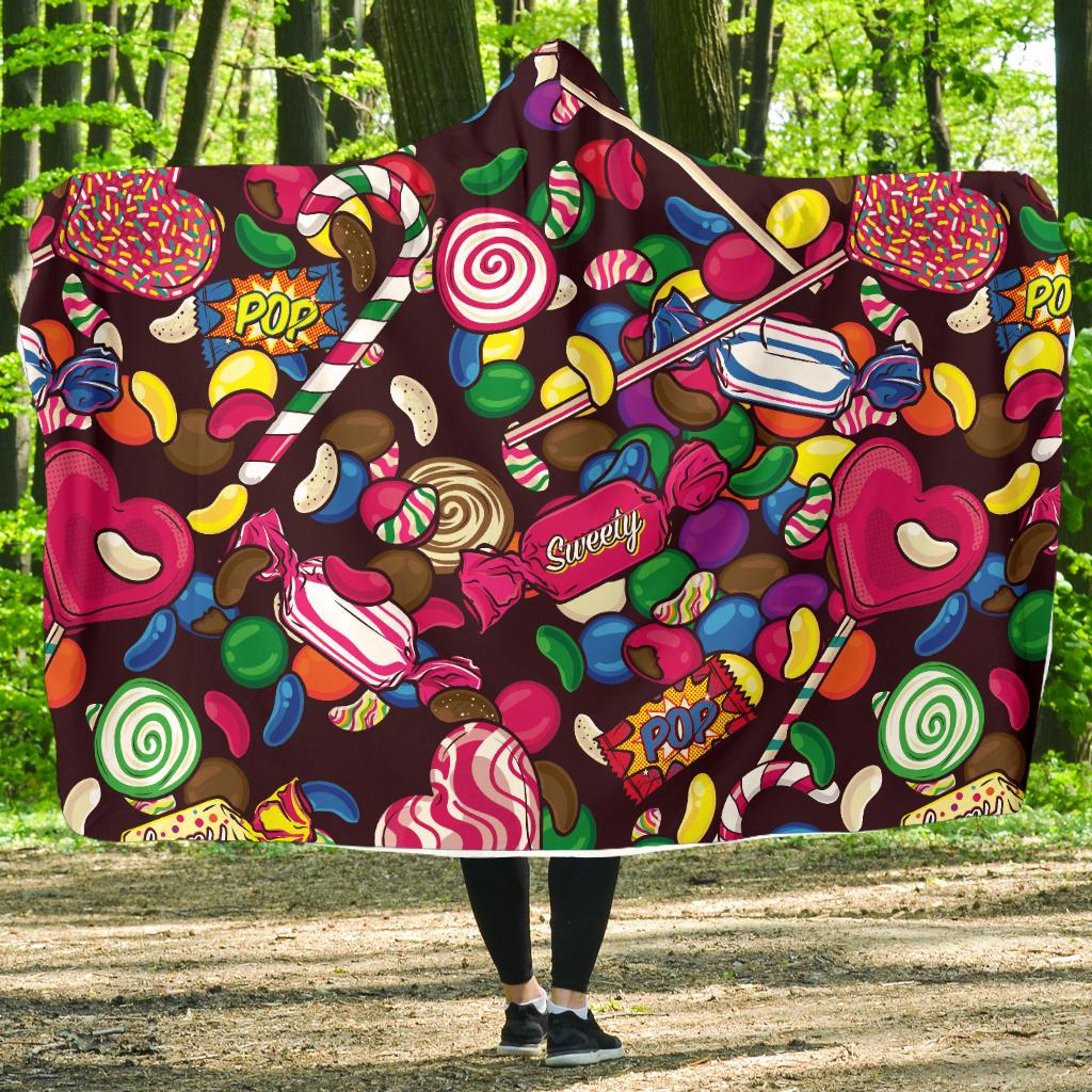 Candy Pattern Print Design CA02 Hooded Blanket-JORJUNE.COM