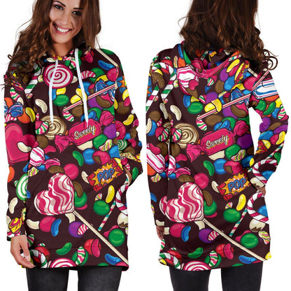 Candy Pattern Print Design CA02 Women Hoodie Dress