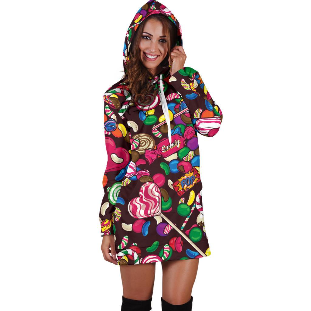 Candy Pattern Print Design CA02 Women Hoodie Dress