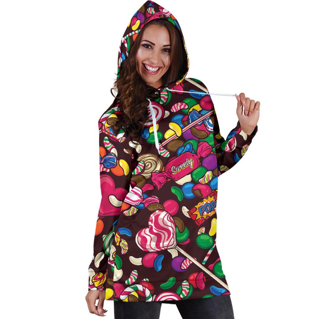 Candy Pattern Print Design CA02 Women Hoodie Dress