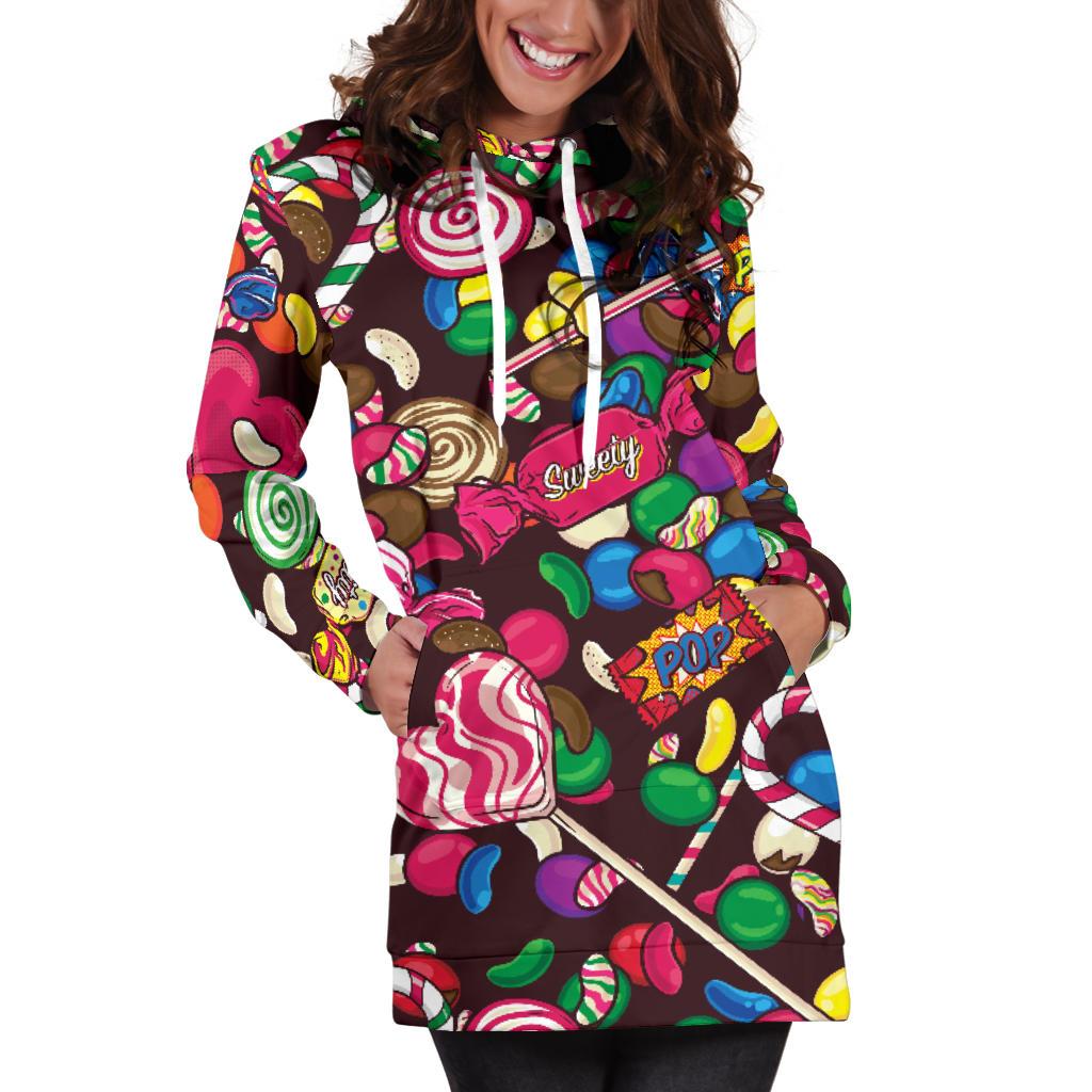 Candy Pattern Print Design CA02 Women Hoodie Dress