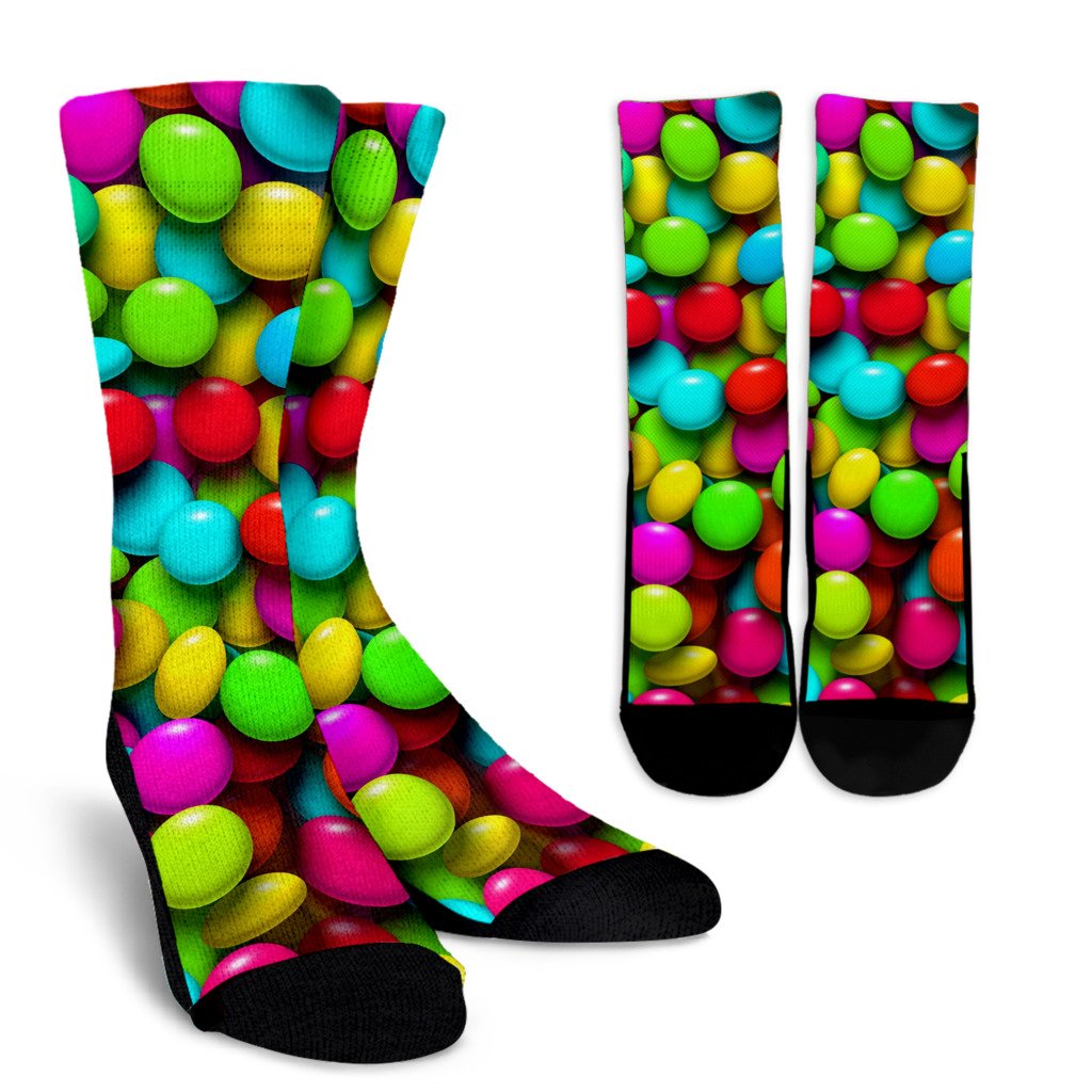 Candy Pattern Print Design CA03 Crew Socks-JORJUNE.COM