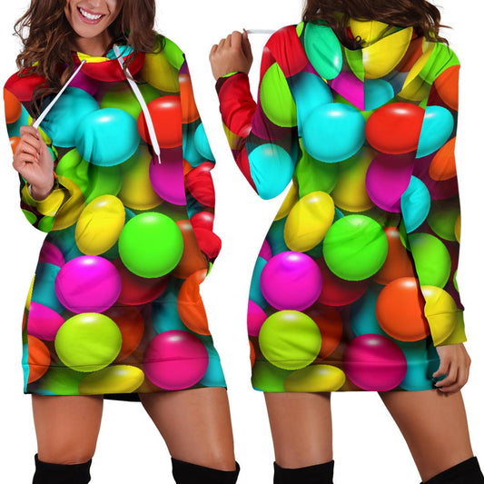 Candy Pattern Print Design CA03 Women Hoodie Dress